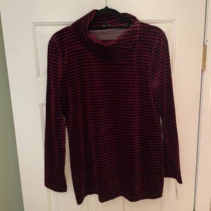 Talbots Red and Black Striped Cowl-Neck Top (New w/Tag) Size Medium